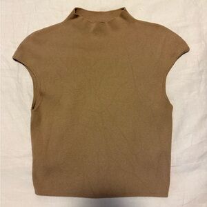 Le Lis Camel Mock Neck Sleeveless Top